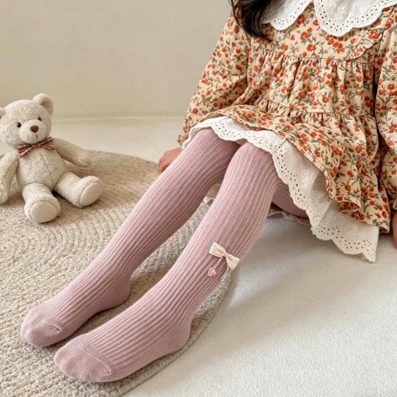 Korean Lifestyle & Kids Boutique - Meias-calças Infantis Estilo Coreano com Laço