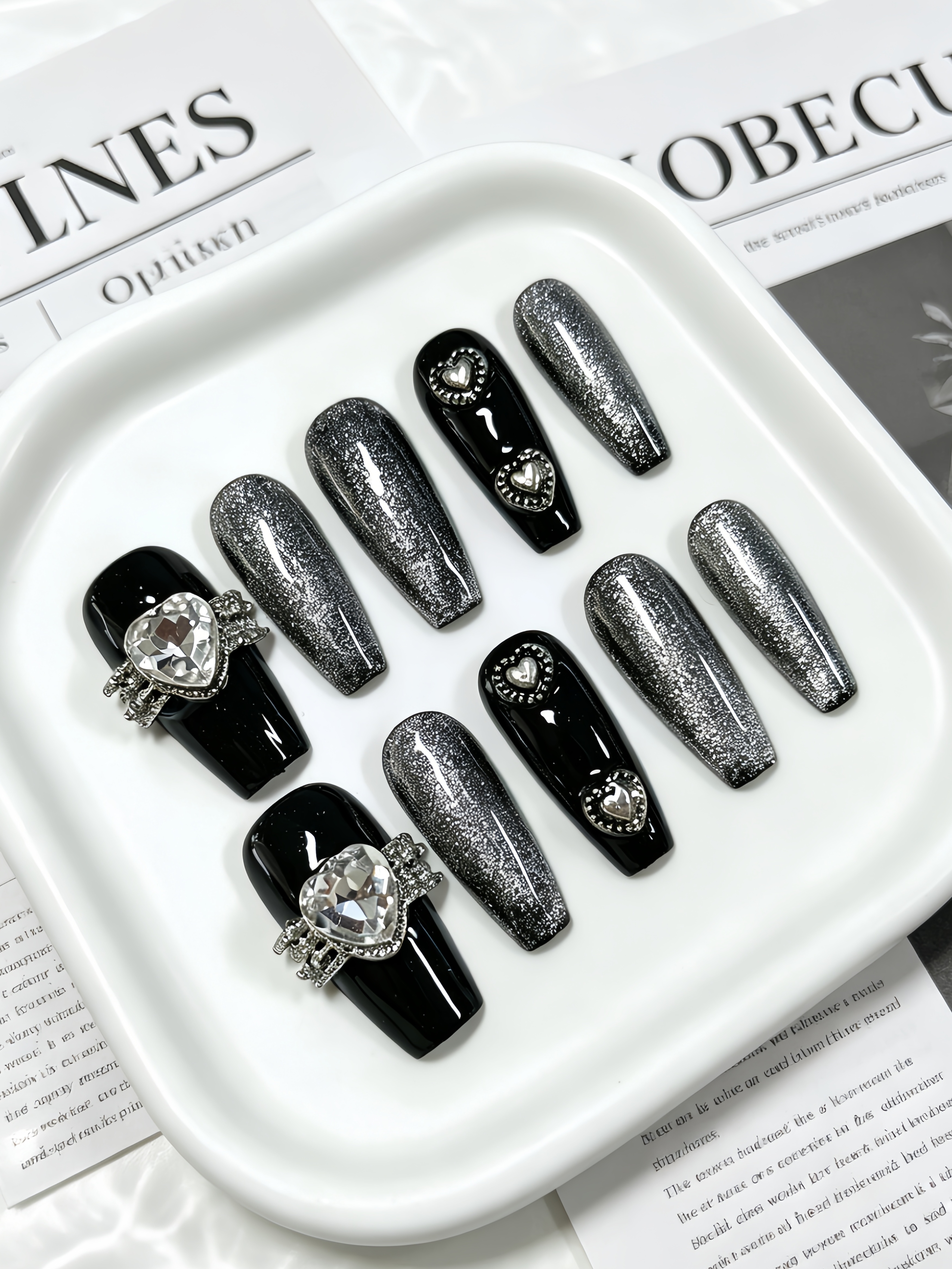 Korean Girls Lifestyle - 10 Unhas Postiças Trapezoidais de Tamanho