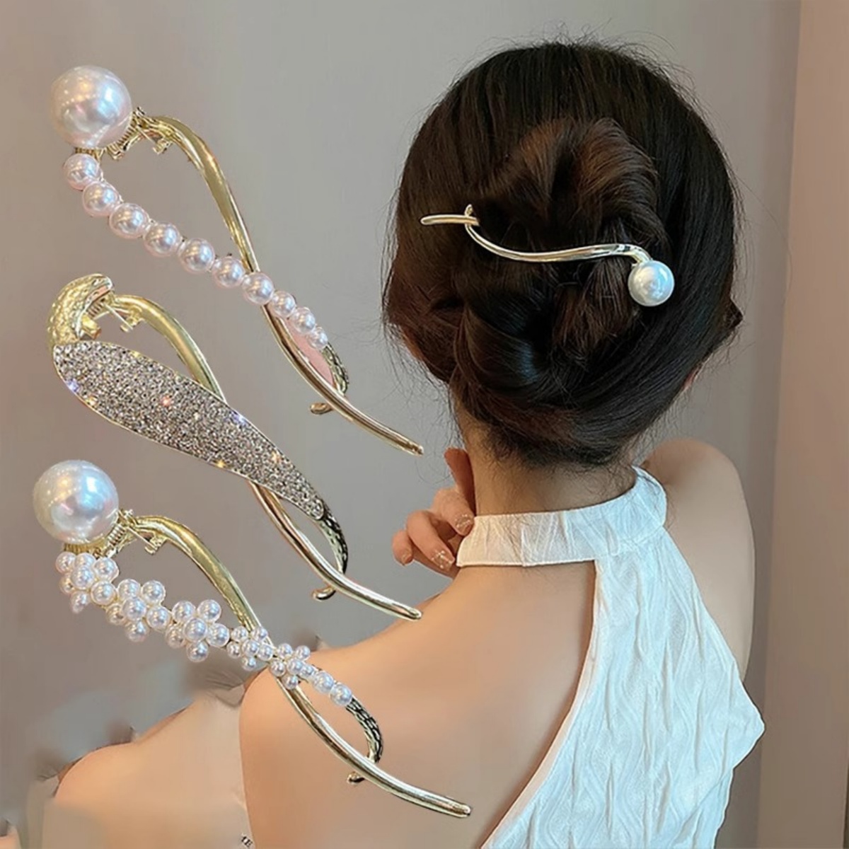Korean Lifestyle & Kids Boutique - Elegante glitter pérola grampo de cabelo