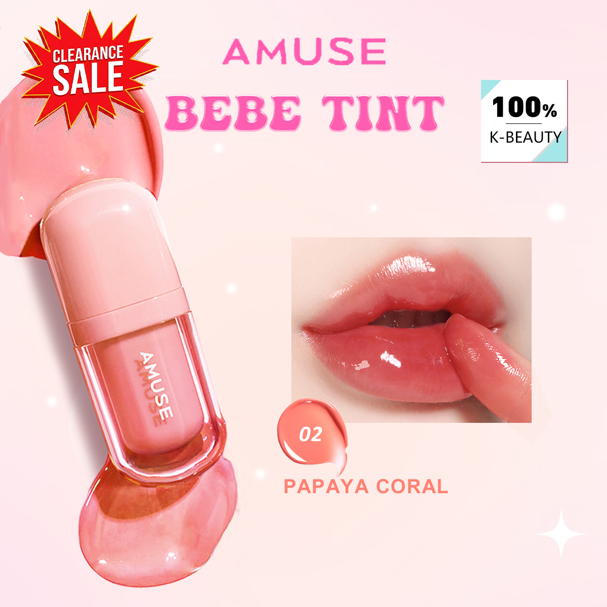Lip Tint Korean - [Liquidação] AMUSE BEBE TINT 02 PAPAYA