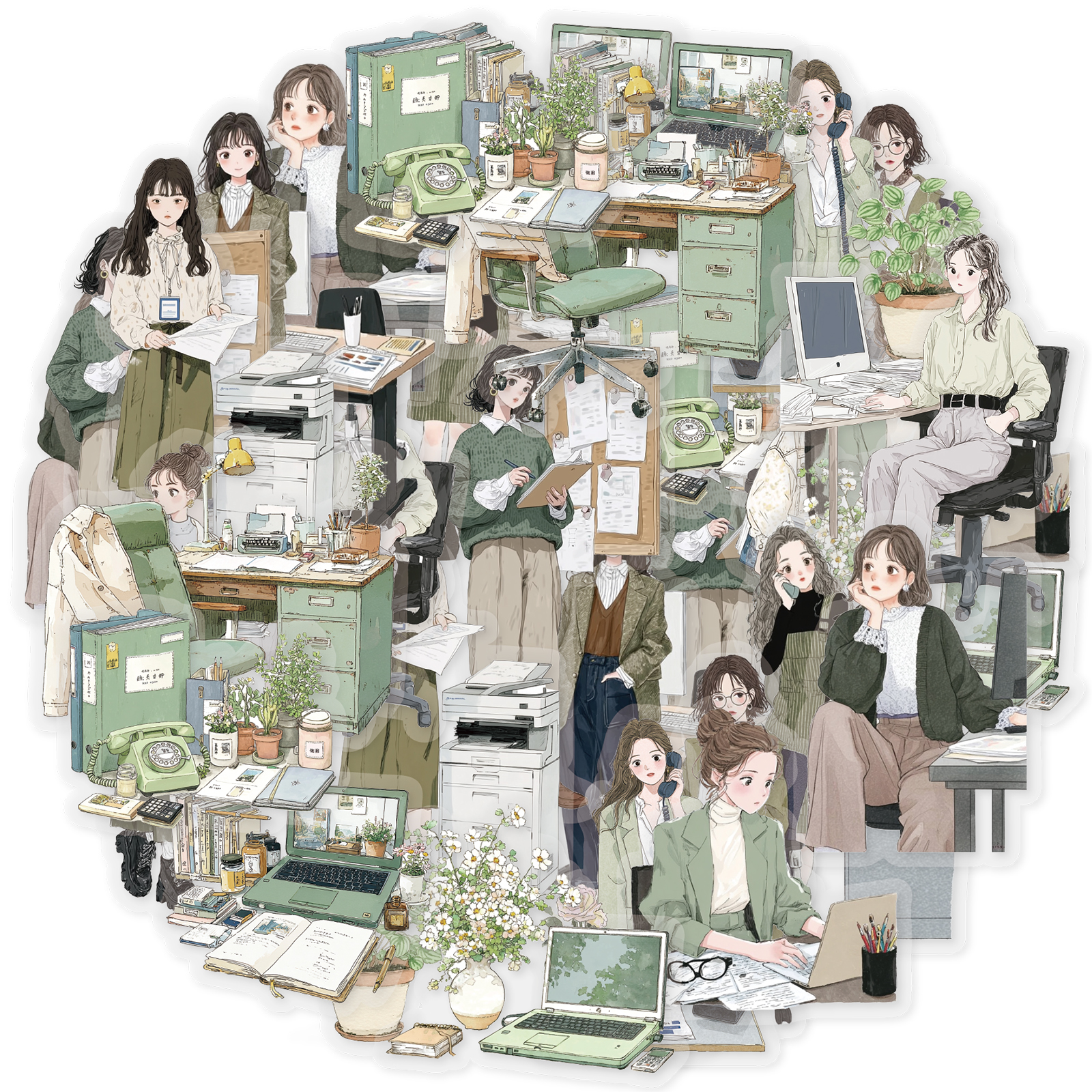 Korean Girls Lifestyle - Etori Life Work Schedule Adesivos de