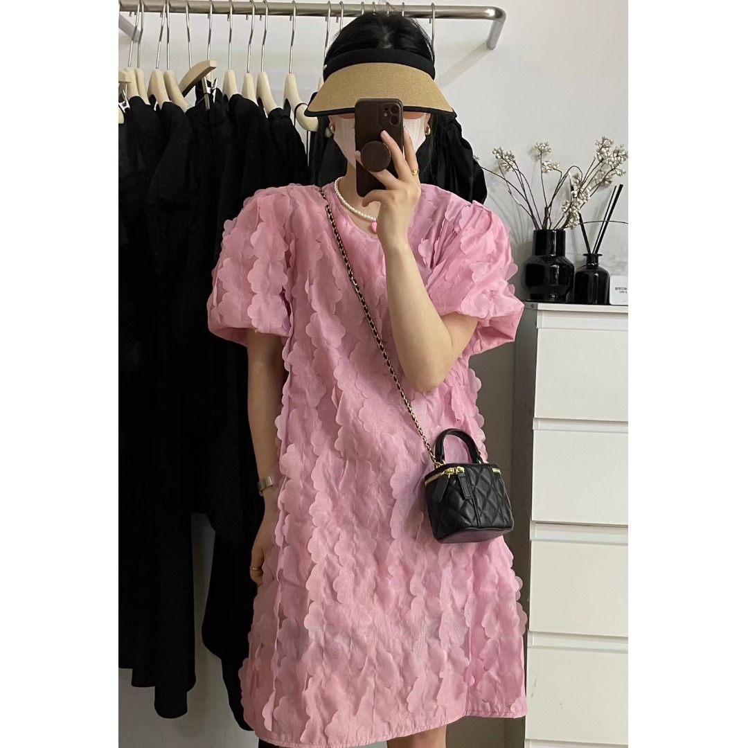 Korean Lifestyle & Kids Boutique - Vestido Floral com Manga Bufante Estilo