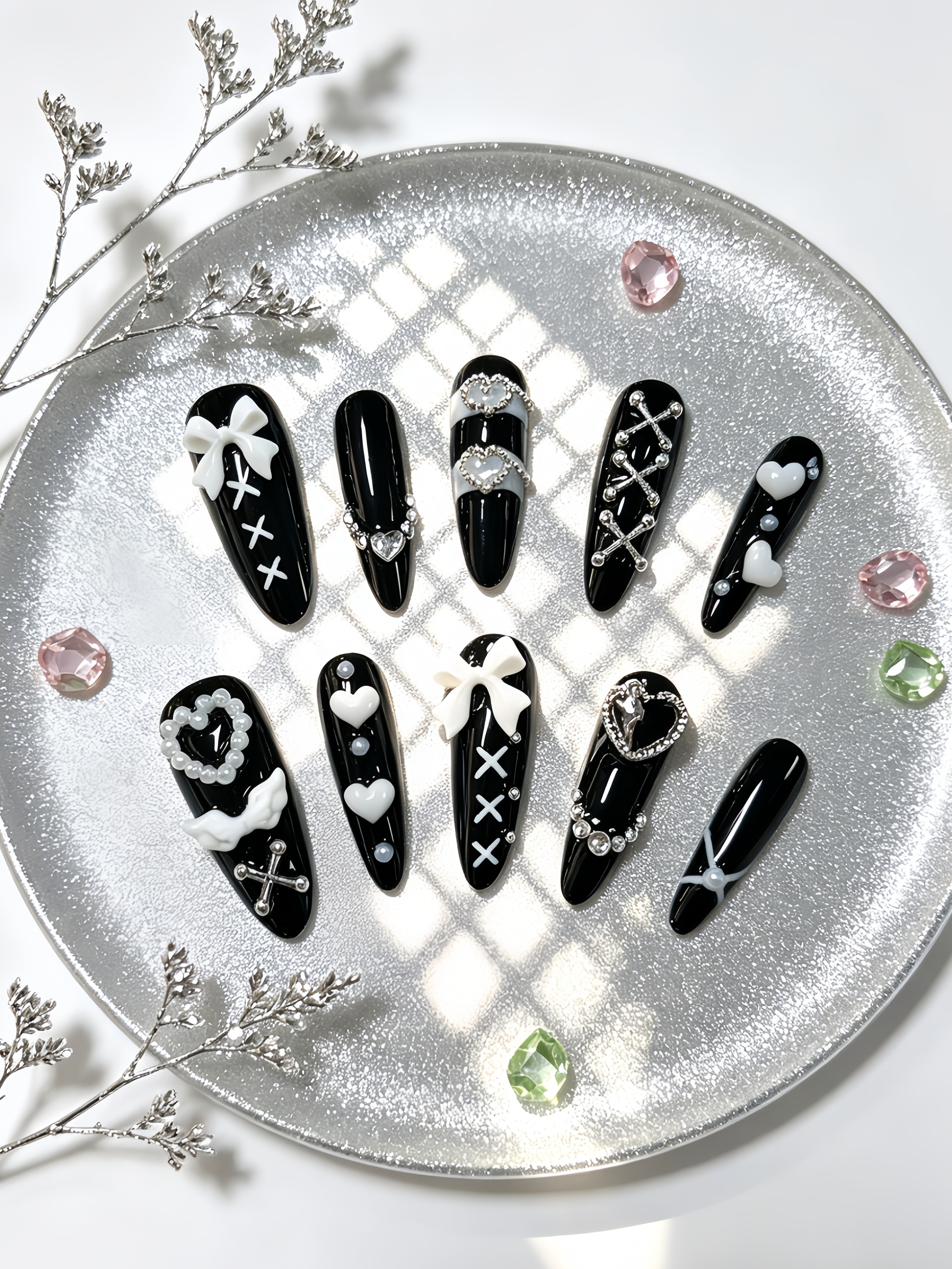 10 Unhas Postiças Longas Preta - Korean Girls Lifestyle avaliação e preço