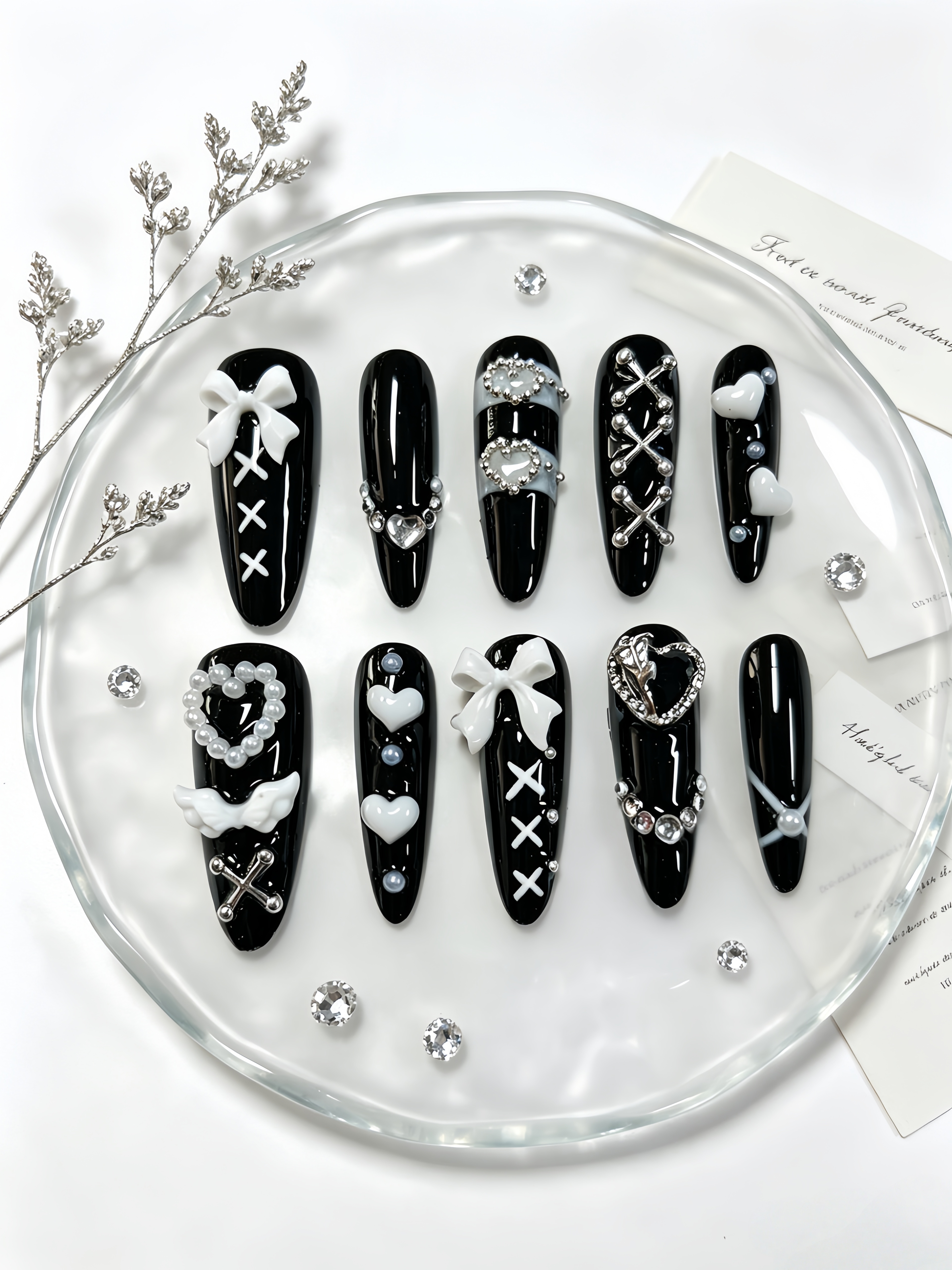 10 Unhas Postiças Longas Preta - Korean Girls Lifestyle avaliação e preço